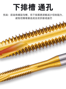 进口粉末速钢M4镀钛不锈钢螺旋丝攻P20先端丝锥CPM镀钛挤压丝攻