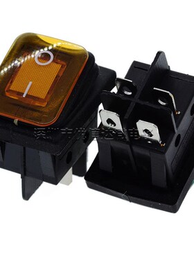 KCD4防水船型开关30A大电流4脚2档翘板开关红色带灯KCD2-21N-F