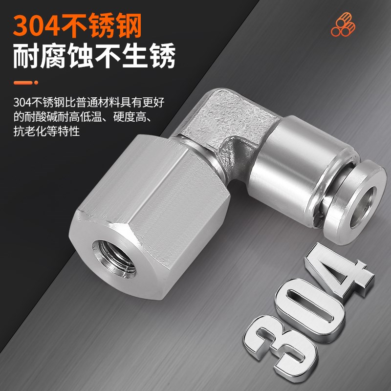 304不锈钢气管快速接头快插气动内螺纹高压气嘴L型对接.元件PLF