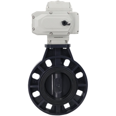 upvc电动蝶阀D971X-16S塑料pwvc耐酸碱腐蚀阀门DN50 65 80 100 20