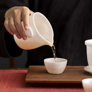 旅游泡茶壶 快客杯一壶四杯便携式 唐舍 冰种羊脂玉瓷旅行茶具套装