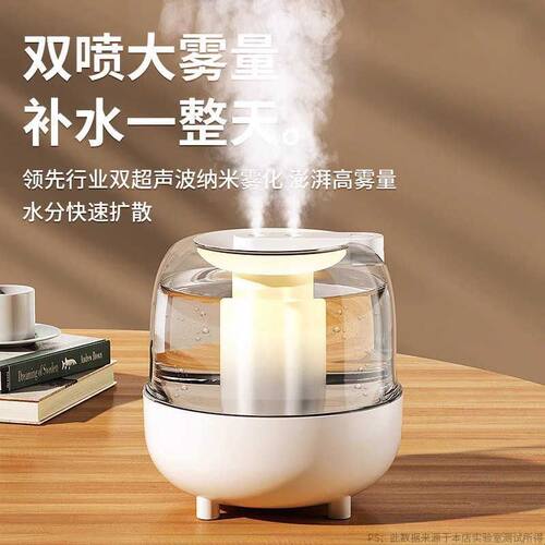 双喷加湿器usb新升级大容量家用静音卧室小夜灯加湿器大雾量喷雾