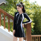 泳装 泳衣女夏温泉新款 保守连身保守高颜值游泳衣遮肚微胖女孩长袖