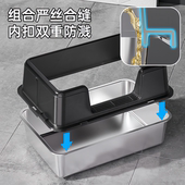 不锈钢猫砂盆超大号加高防外溅半封闭开放式 猫咪厕所幼猫大猫沙盆