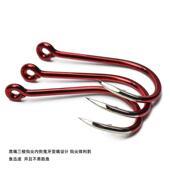 红色鱼钩管付千又渔钩有带孔圈环倒刺海钓矶钓加粗大物钩大包装