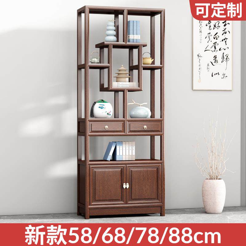 新中式博古架实木中式客厅展示柜茶室茶叶柜仿古置物架隔断多宝阁