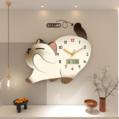 新款 摇摆时钟挂墙奶油风创意挂钟客厅餐厅钟表静音挂表免打孔 咪装