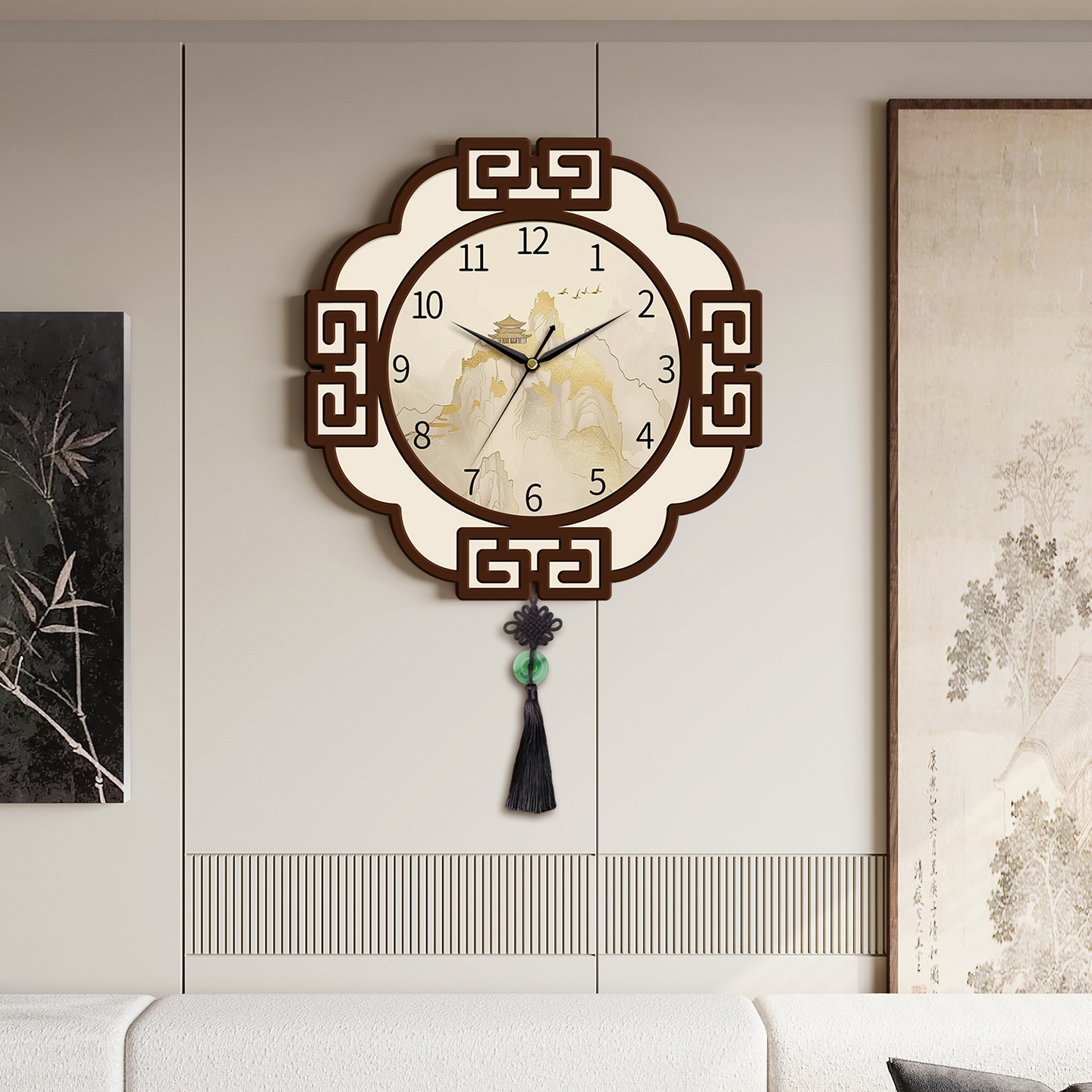 新中式钟表挂钟电子万年历时钟