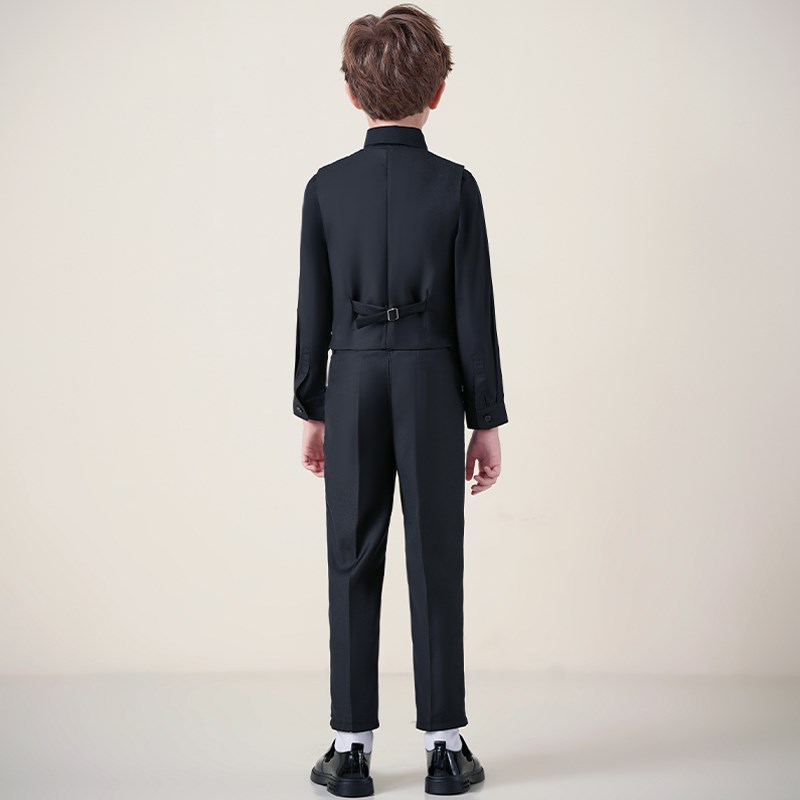 黑色男童礼服西装马甲套装三件套男孩主持人儿童钢琴幼儿园演出服