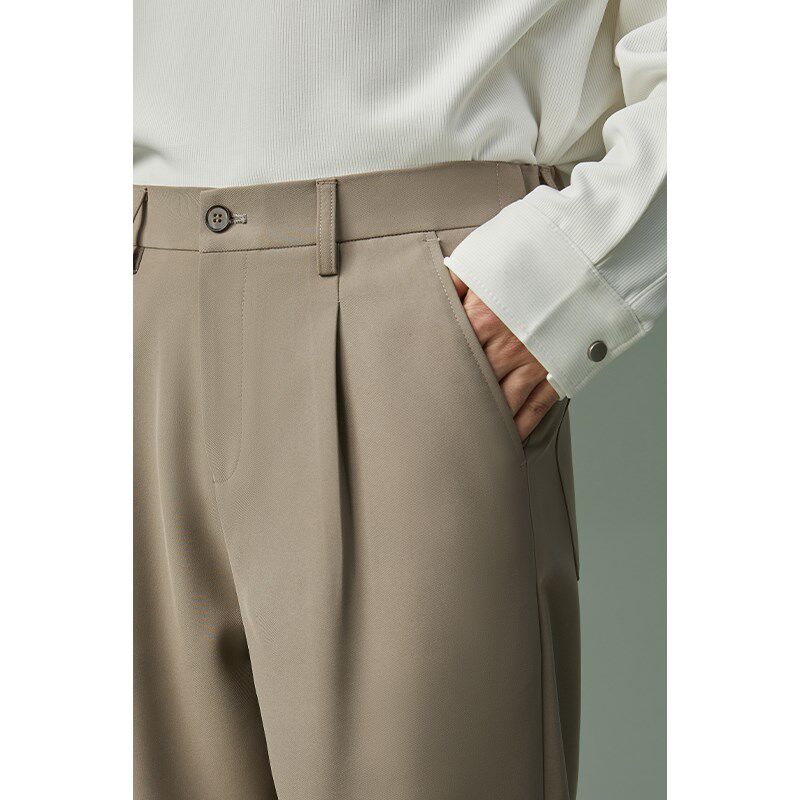 w2x春秋季新款直筒宽松弹力休闲裤男垂坠感小西装裤高级感长裤子