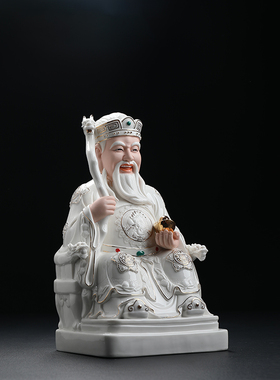 戴玉堂陶瓷10/12/14吋土地公土地婆神像供奉家用土地公公婆婆摆件