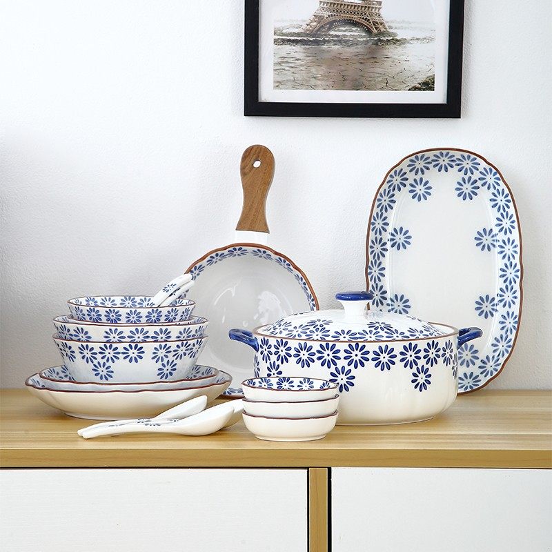 小雏菊 日式碗碟餐具套装饭碗汤碗菜盘鱼盘汤盆家用陶瓷创意盘子,餐饮具,盘,淘宝优惠券,粉丝福利购,淘宝优惠卷