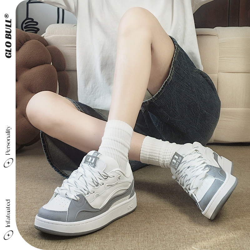 GLO BULL潮流板鞋滑板鞋女防滑耐磨运动情侣鞋学生休闲板鞋面包鞋