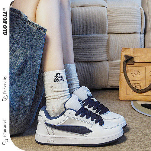 GLO BULL原创正品休闲板鞋春秋小白鞋女款百搭情侣面包鞋厚底增高