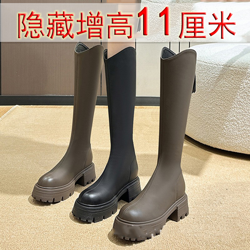 长筒靴全牛真皮休闲厚底芭嫦葆