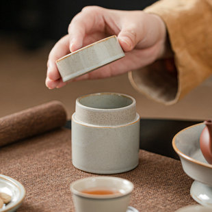 KAIYI粗陶小罐盒储物盒存放茶叶罐陶瓷收纳盒罐化妆品药小物件盒