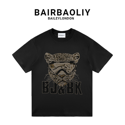 短袖T恤霸气豹子烫钻夏季