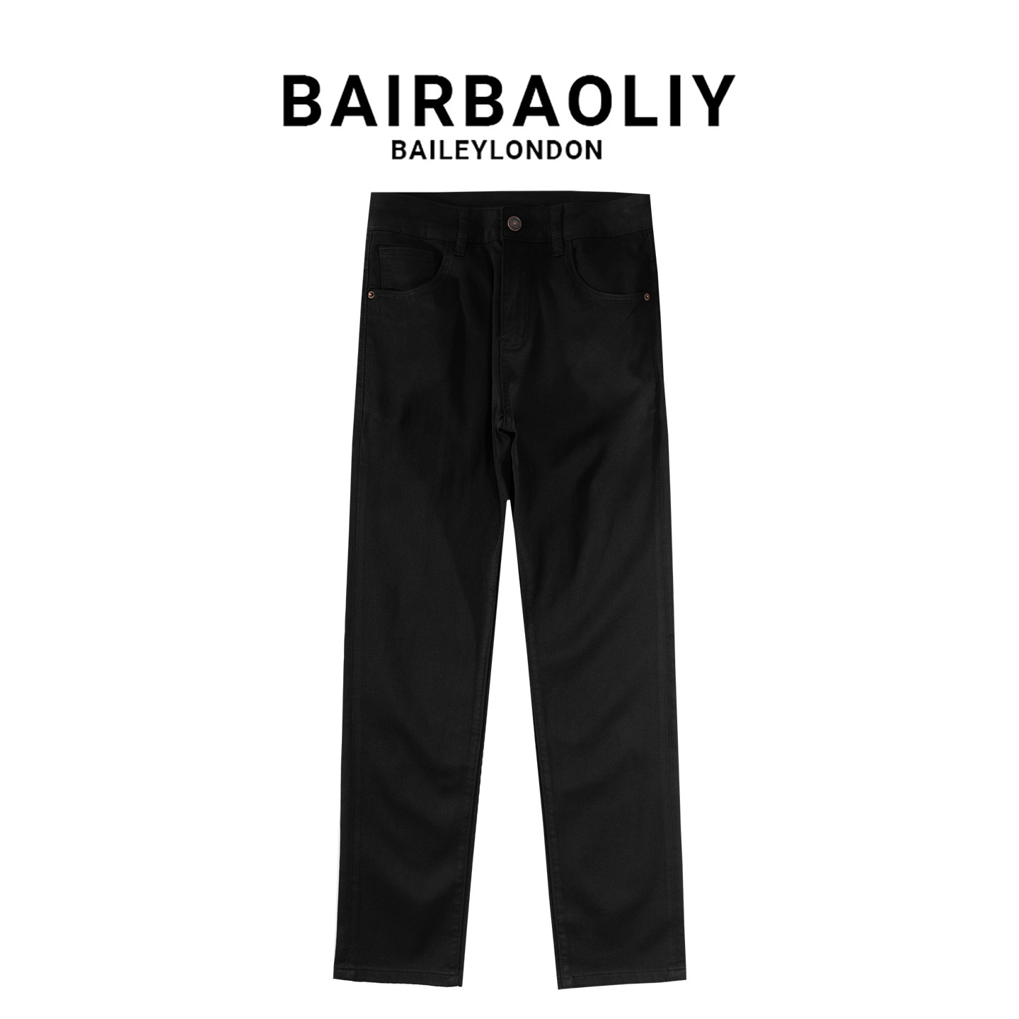 BAIRBAOLIY经典高级黑色修身直筒牛仔裤男潮牌高端新款百搭休闲裤