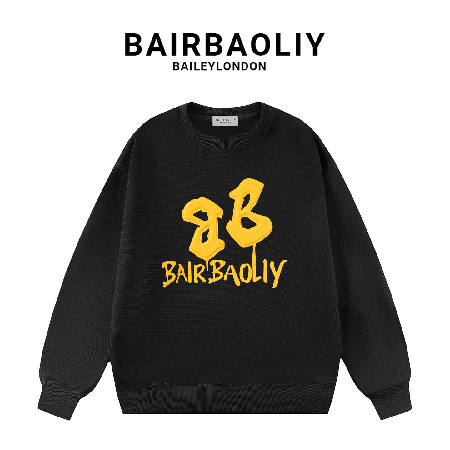 BAIRBAOLIY品牌轻奢潮流印花字母大牌质感时尚百搭休闲卫衣情侣款