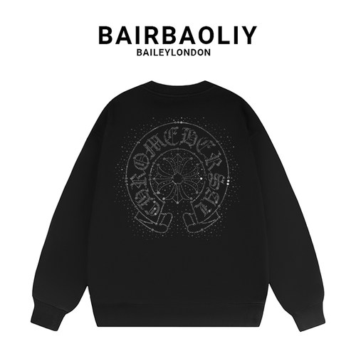 BAIRBAOLIY经典十字架闪钻大牌设计感重工重磅辨识度高男装潮卫衣