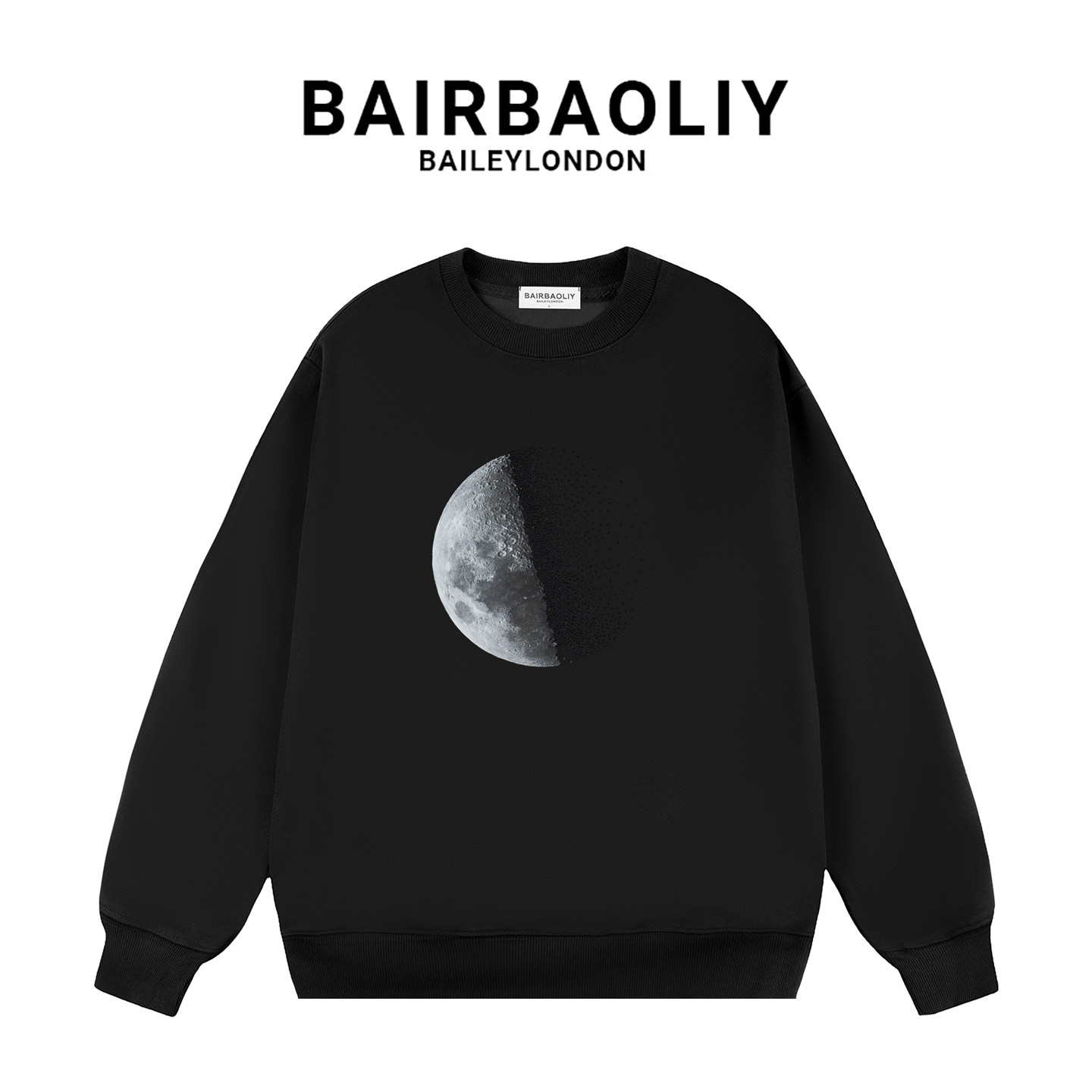 BAIRBAOLIY高奢潮牌闪钻立体3D月球渐变圆领卫衣时尚浪漫氛围上衣