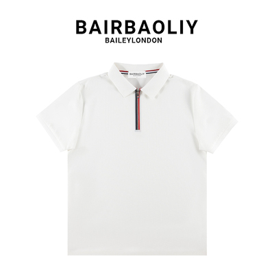 BAIRBAOLIY轻奢设计感无痕双色拉链抗菌透气翻领休闲短袖POLO衫男