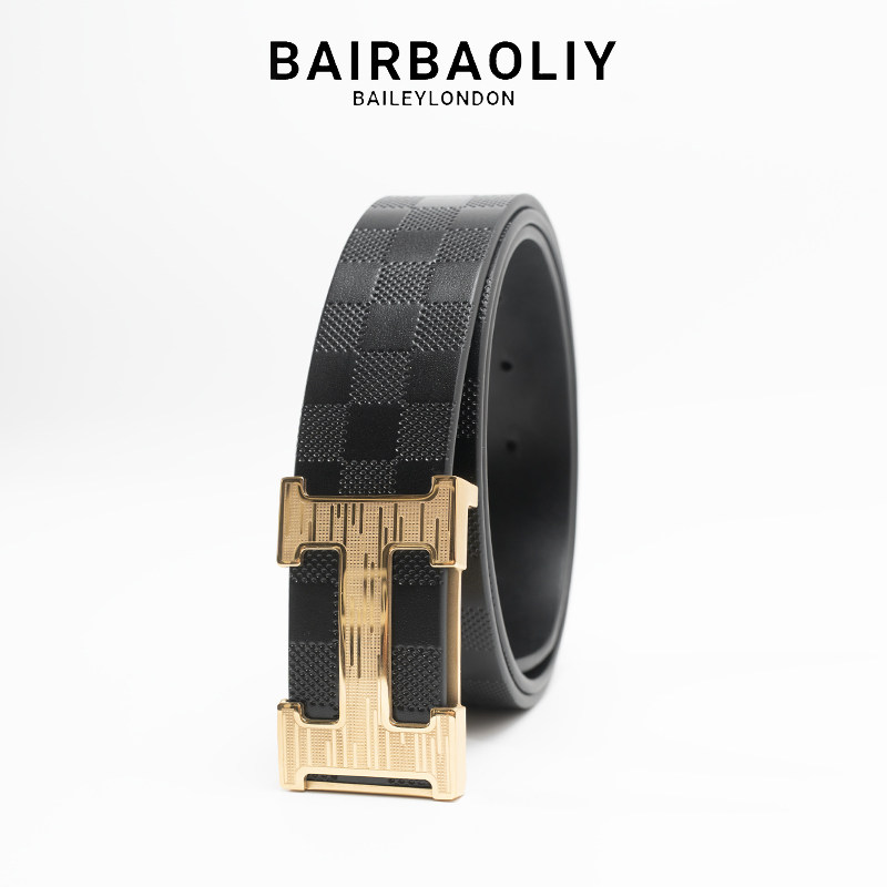 BAIRBAOLIY皮带男士2025新款头层黄牛皮平滑扣时尚高级感潮流腰带
