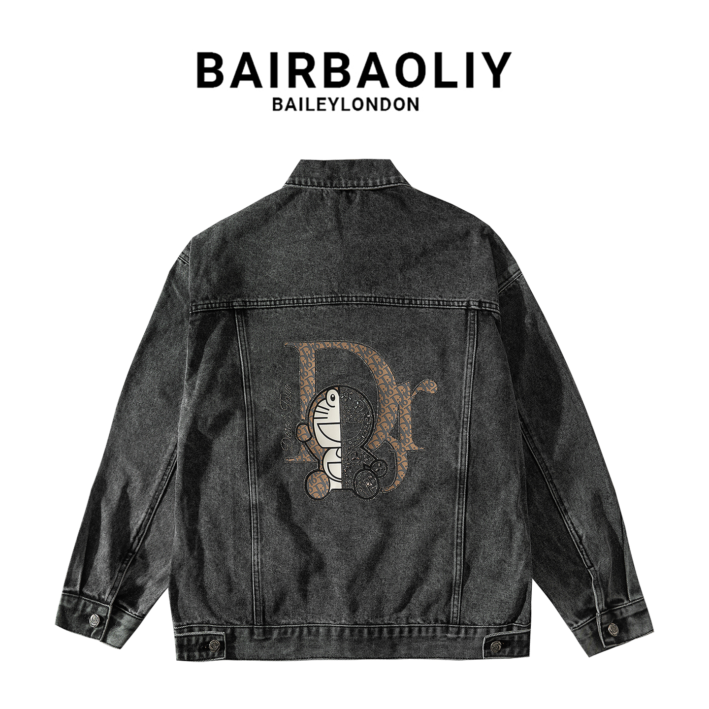 BAIRBAOLIY品牌联名经典高级高端复古高品质潮牌宽松牛仔外套男