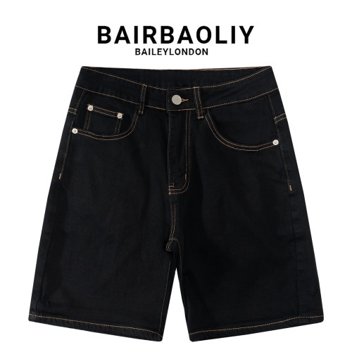 BAIRBAOLIY潮流复古明线牛仔短裤男夏季高街痞帅百搭直筒休闲中裤