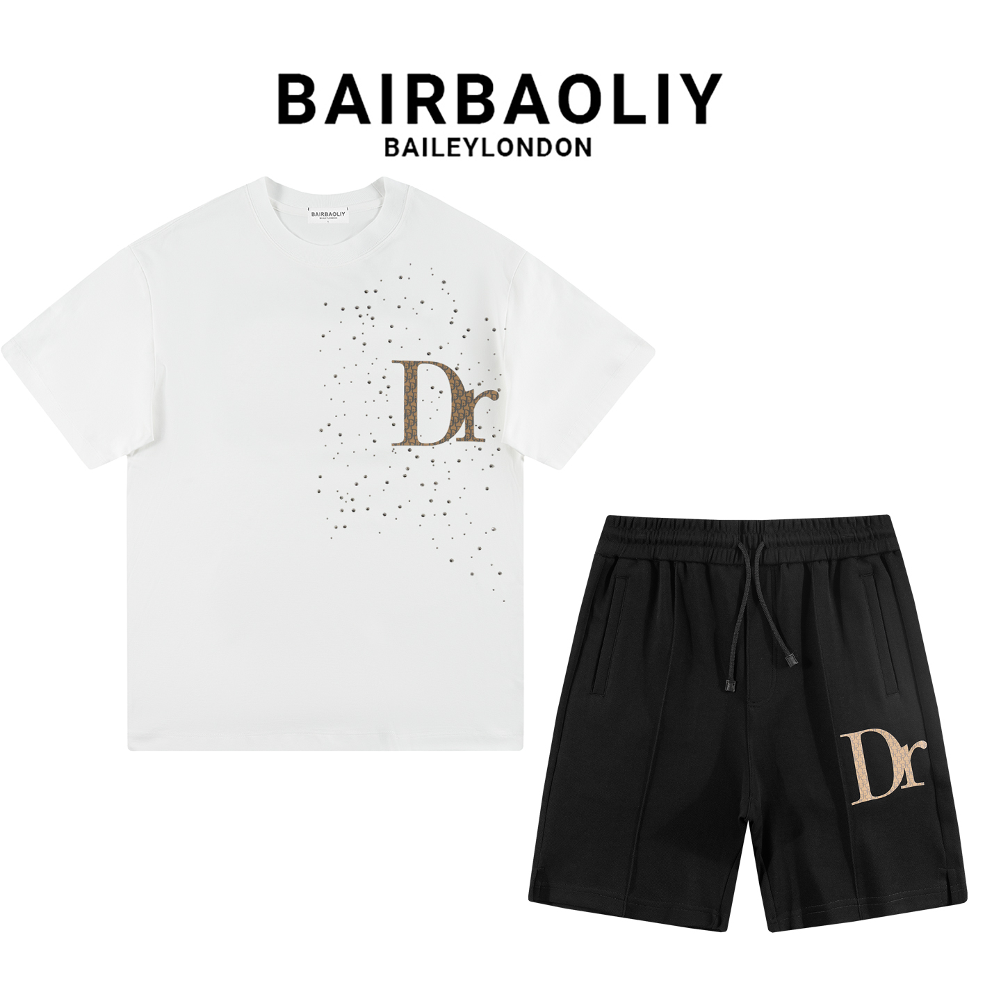 BAIRBAOLIY经典时尚大牌质感字母满天星闪钻休闲套装高货品质男装