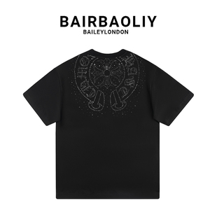 BAIRBAOLIY重磅轻奢大牌高级十字架烫钻设计感潮流百搭短袖T恤男
