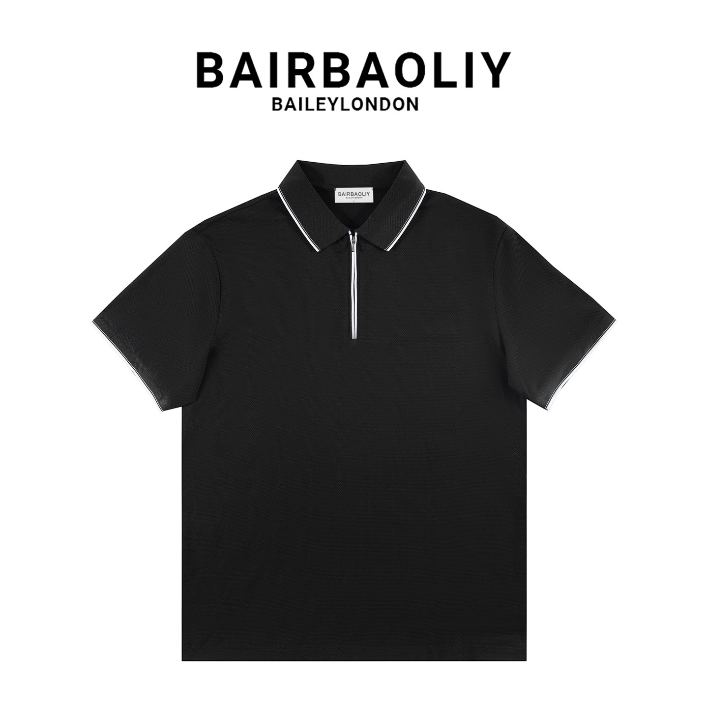 BAIRBAOLIY异色领绅士痞帅商务休闲半拉链男士修身短袖POLO衫上衣