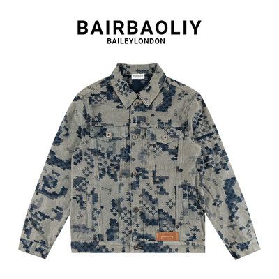 BAIRBAOLIY2025年春季新款男士提花牛仔外套复古迷彩潮流高端夹克