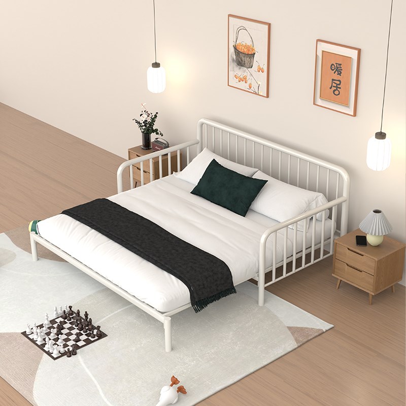 折叠铁艺沙发床两用可抽拉伸缩铁床架现代简约小户型客W厅书房罗