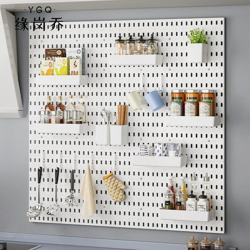 免打孔家用洞洞板墙壁q宿舍厨房浴室墙上置物架搁板壁挂收纳架隔