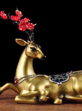 彩铜一鹿平安鹿摆件招财铜鹿工艺品家居创意客厅玄关电视柜装饰品