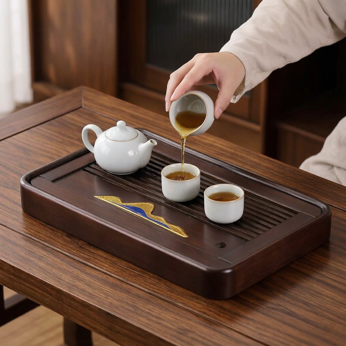 佘德实木茶盘储水式小型家用茶台茶盘