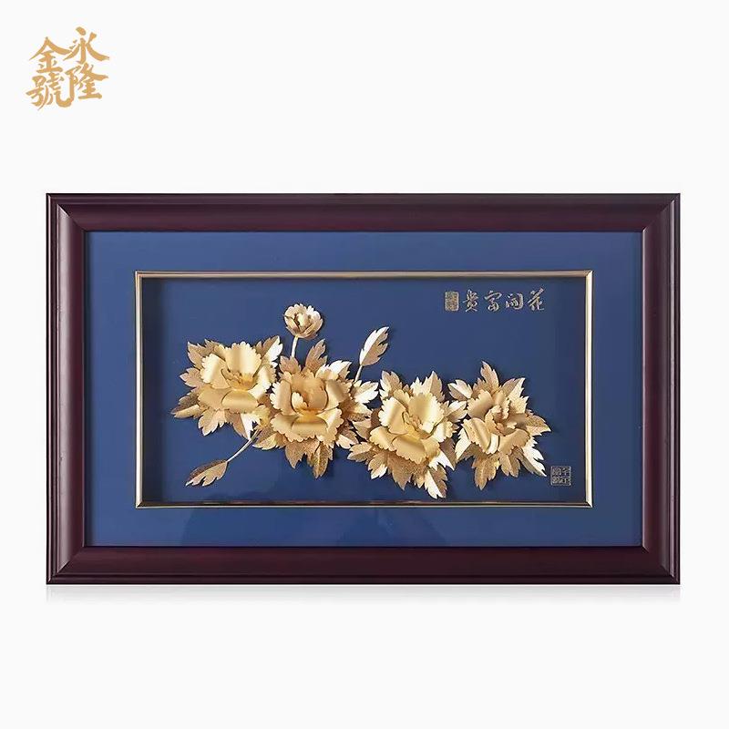 24k立体金箔画花开富贵现代客厅简约装饰画创意家居挂画壁画墙画