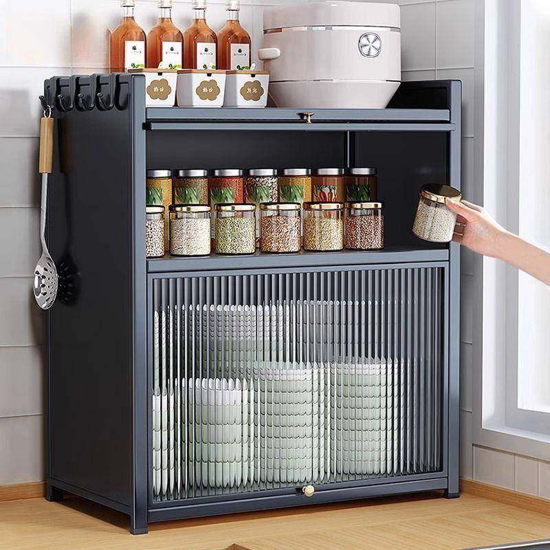 新款厨房置物架多功能调料简易收纳架家用台面多层防尘全封闭碗柜,电子元器件市场,其它元器件,淘宝优惠券,粉丝福利购,淘宝优惠卷
