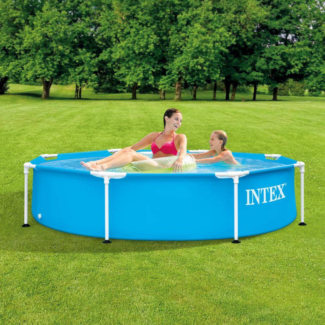 INTEX282058尺圆形管架水池儿童室外游戏支架池家用花园戏水池