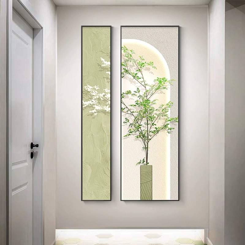 现代简约玄关装饰画绿色植物走廊过道挂画小清新田园风高档墙壁画图片
