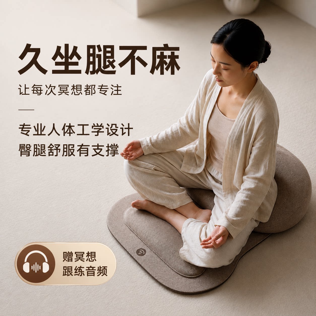 Zmind鹅卵石折叠冥想垫打坐禅垫单盘双盘静蒲团坐垫静心精油眼罩