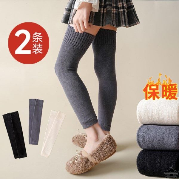 秋冬女童护膝袜套冬季加厚儿童保暖护腿长筒袜小女孩高筒半截长袜