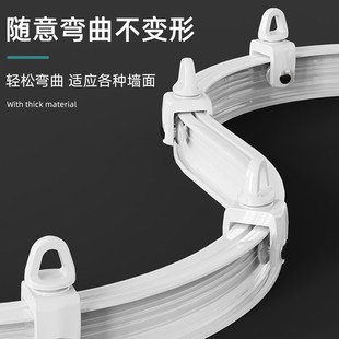 侧装 U形窗帘轨道滑轨飘窗滑道弧形弯轨顶装 导轨滑轮双轨L型窗帘杆