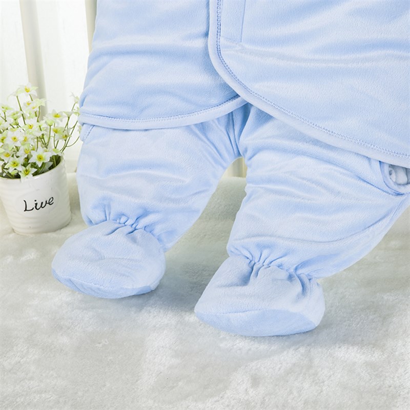 婴儿连脚抱被睡袋防踢被新生儿秋冬季宝宝包被加厚新生儿抱毯