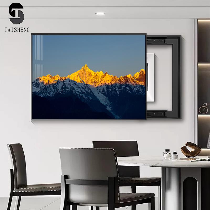 雪山风景电表箱装饰画横版现代轻奢遮挡配电箱多媒体挂画2025新款