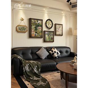翟拉勒花园沙发背景墙挂画古风花鸟画组合画法式覆古客厅装饰画