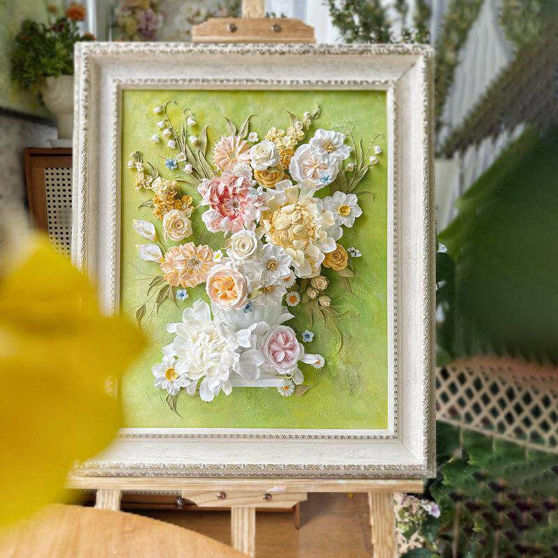 《春日序章》法式奶油风平面花卉客厅装饰画清新治愈系氛围感挂画