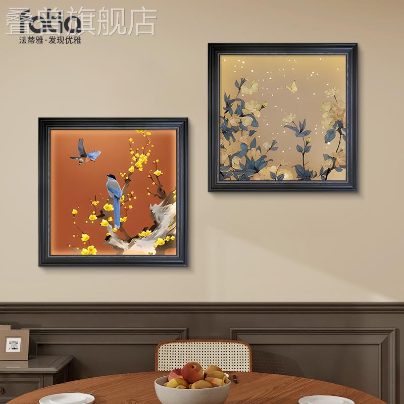 中古风餐厅组合装饰画花卉复古油画饭厅背景墙挂画卧室壁画高级感图片