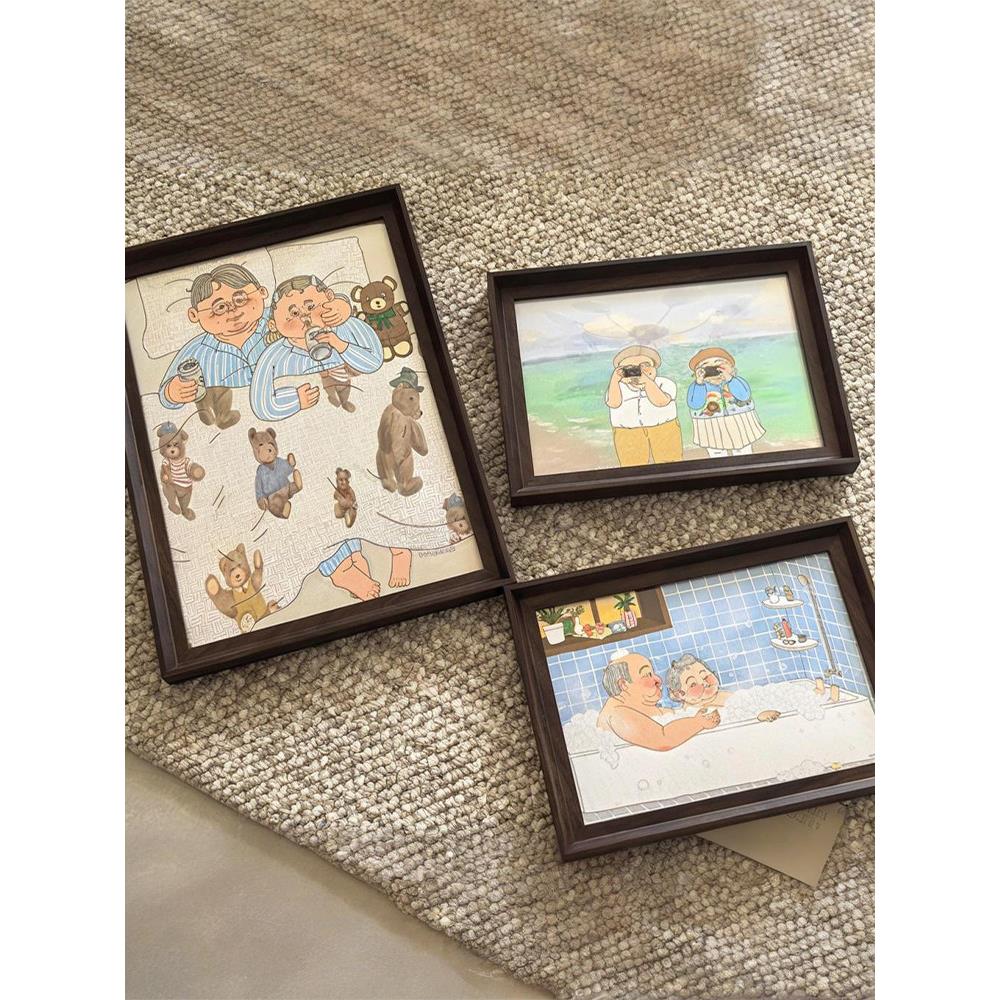 Bomsamuso可爱老夫妻卧室床头装饰画清新治愈白头偕老客厅挂画图片